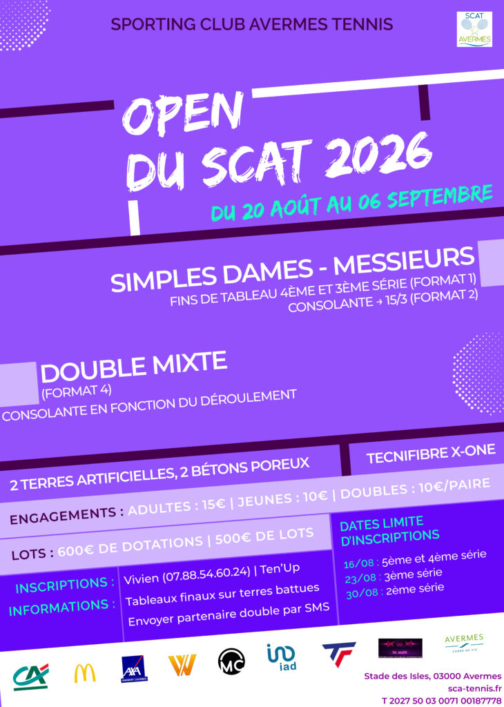 affiche 2026 du tournoi OPEN d'Avermes